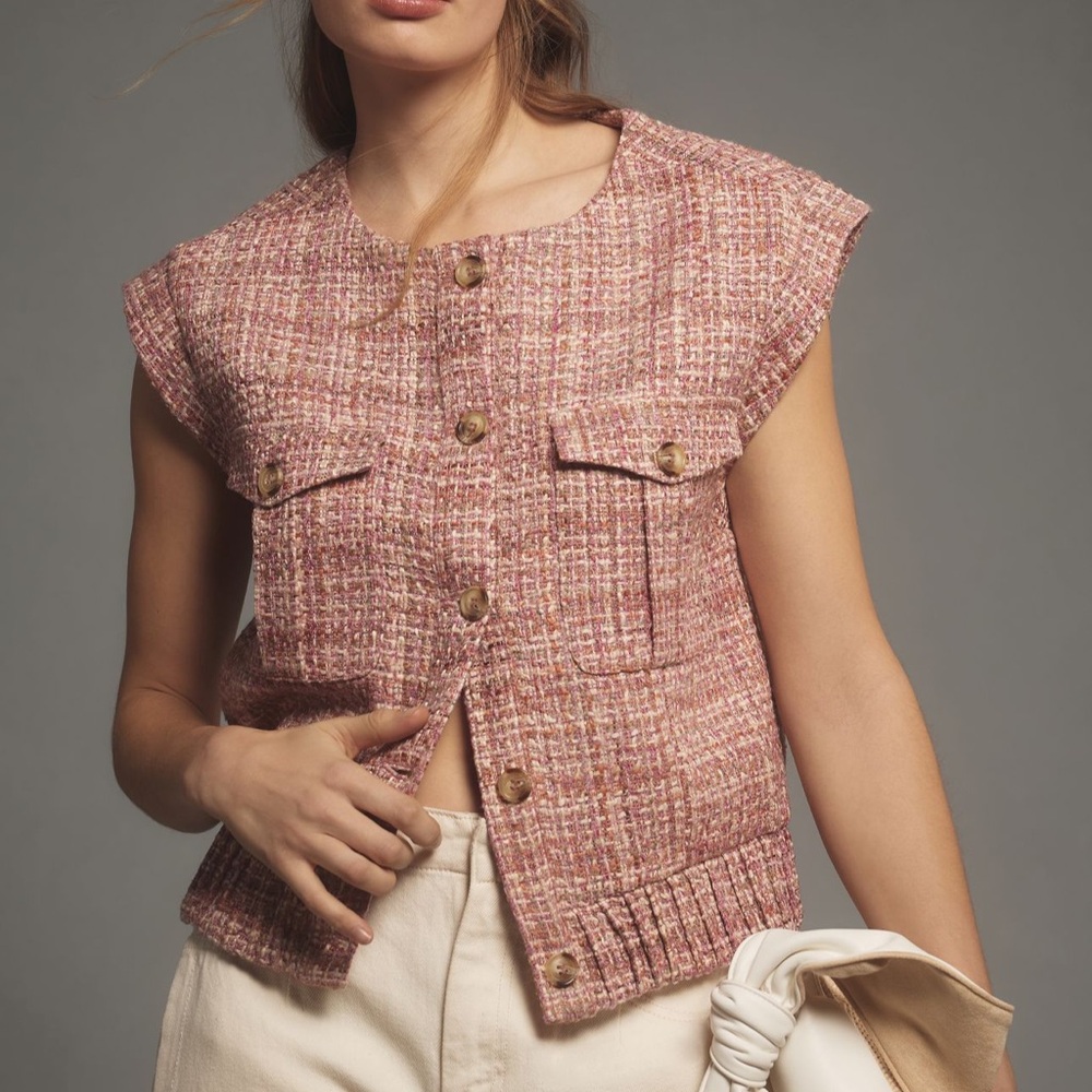 *Anthropologie Maeve Extended Shoulder Tweed Vest